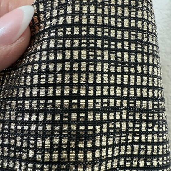 EVERLY Slip Mini Dress Metallic Grid Black Silver Strappy A-Line Cocktail L - Picture 6 of 6